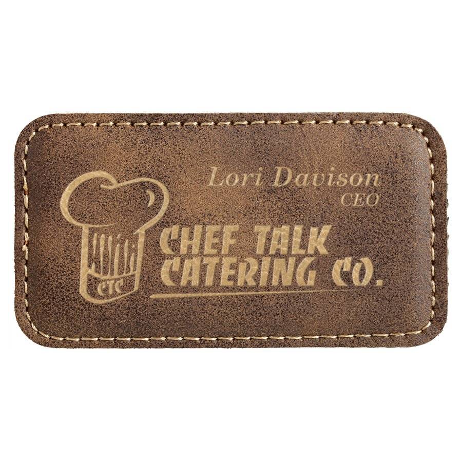 Magnetic Name Badges - Leatherette - Rustic/Gold