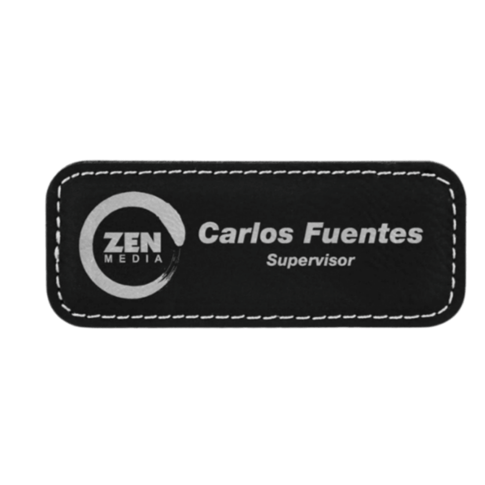 Magnetic Name Badges - Leatherette - Black/Silver