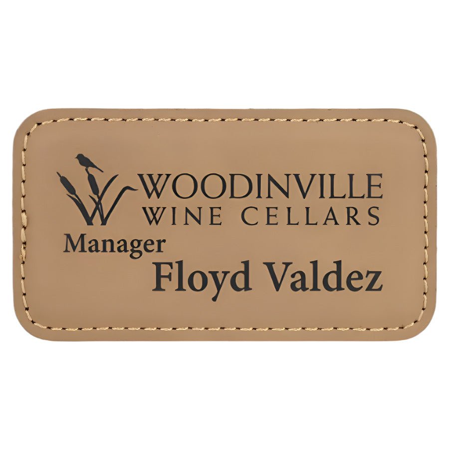 Magnetic Name Badges - Leatherette - Light Brown/Black