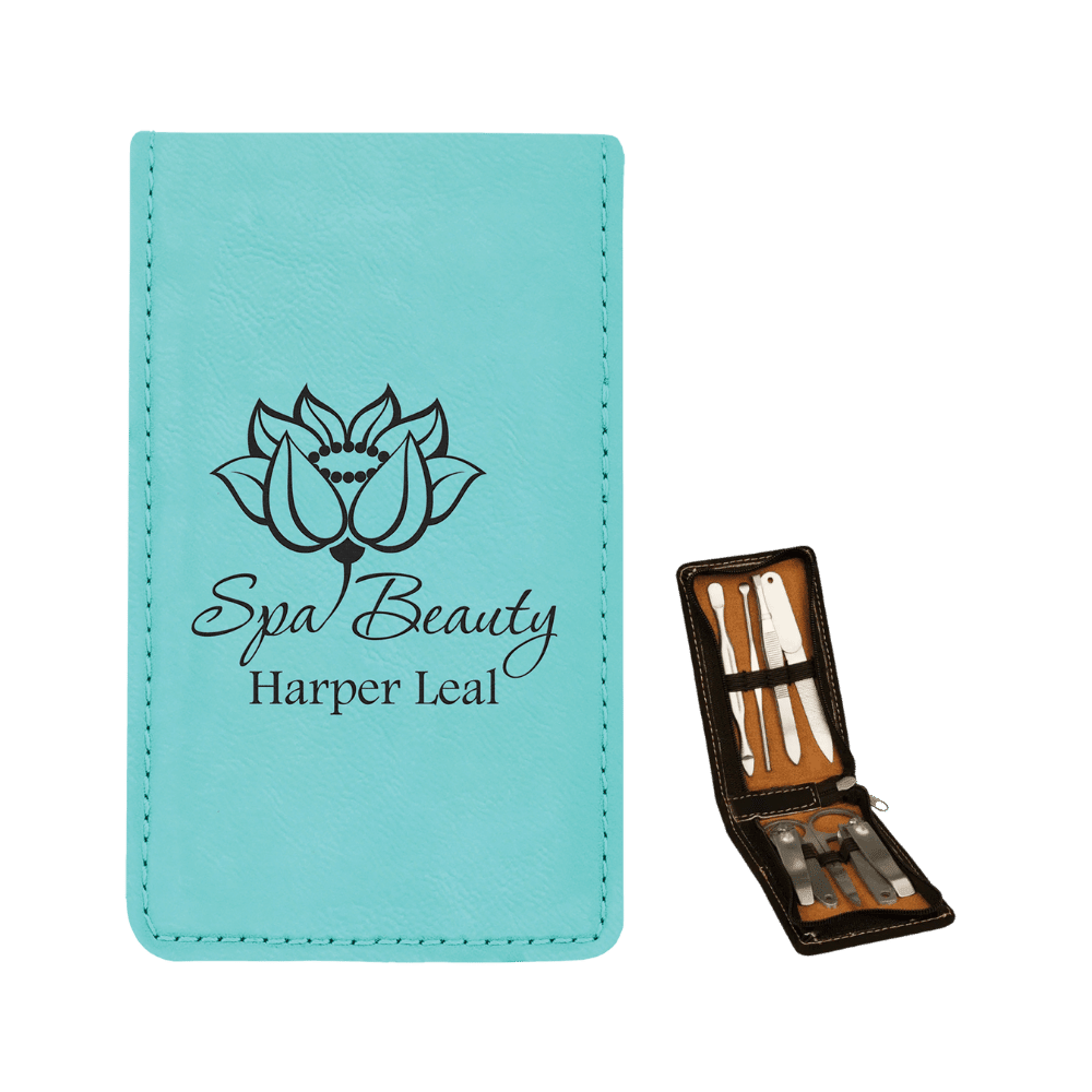 Manicure Gift Set in Leatherette Colors - Teal