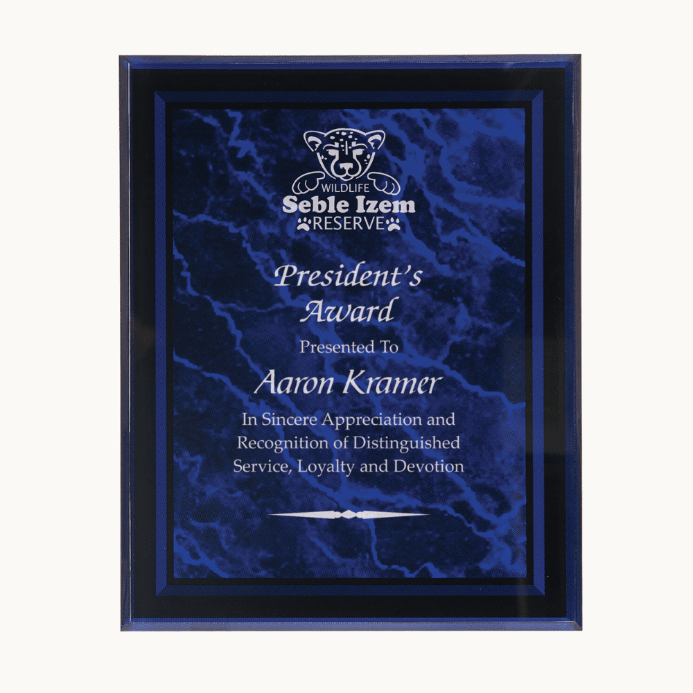 Marble Acrylic Award Plaque with Clear Bordered Frame - Purple Marble