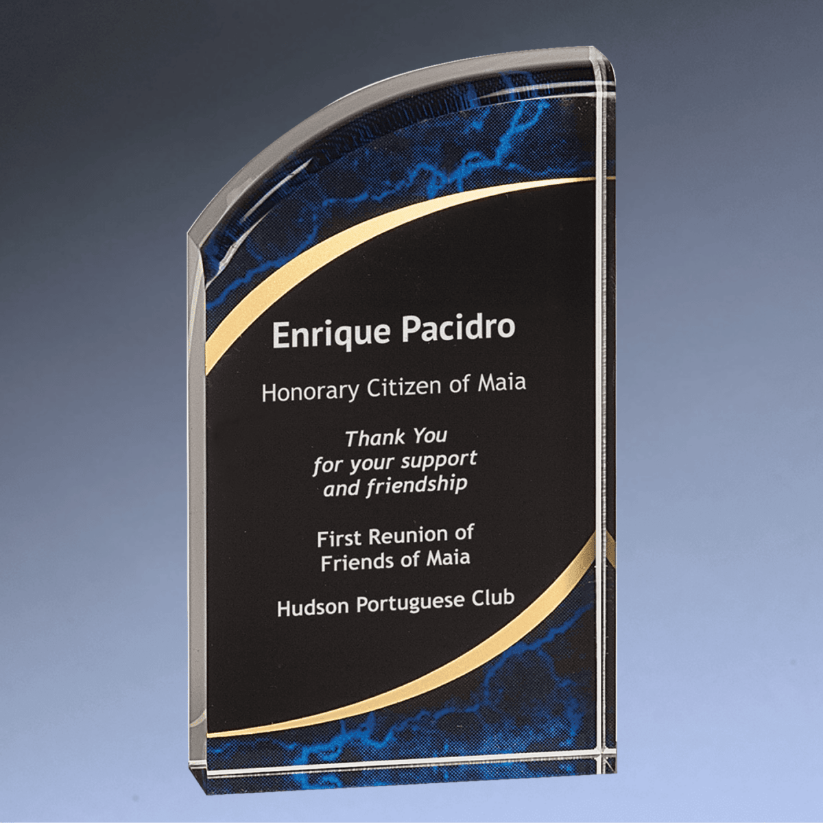 Marble Rounded Acrylic Award with Gold Accents - Red