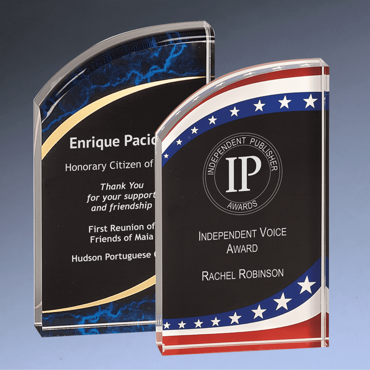 Marble Rounded Acrylic Award with Gold Accents - Red