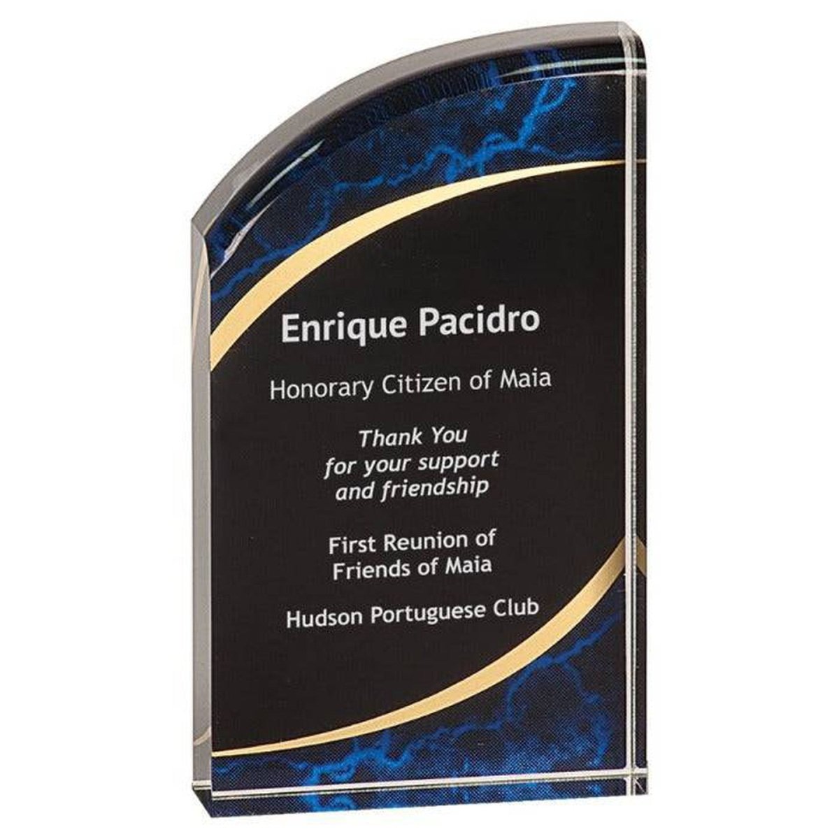 Marble Rounded Acrylic Award with Gold Accents - Stars & Stripes