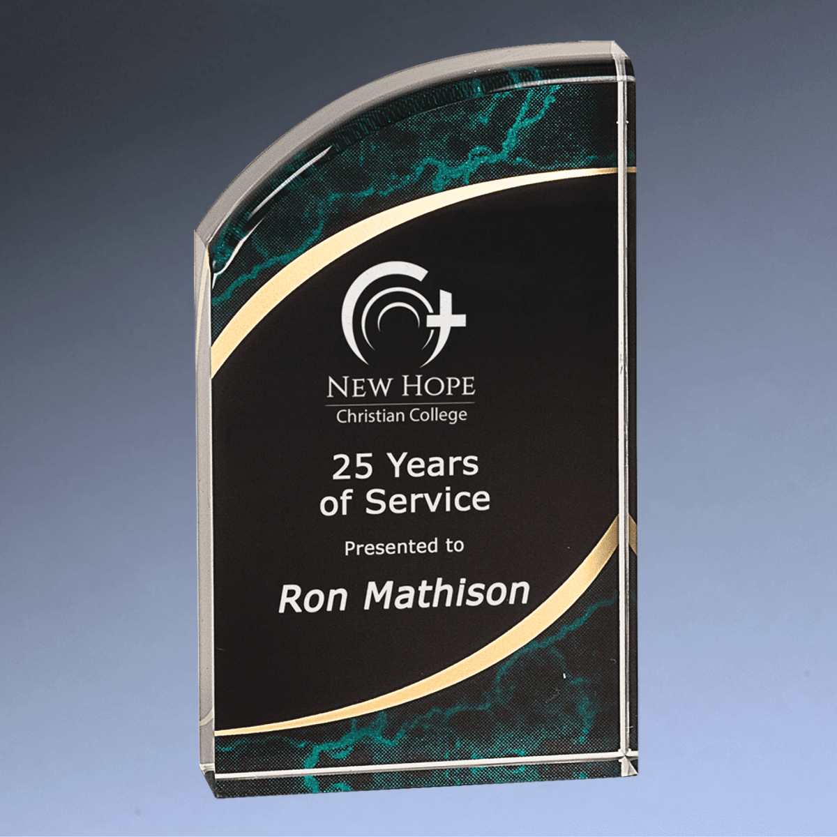 Marble Rounded Acrylic Award with Gold Accents - Blue