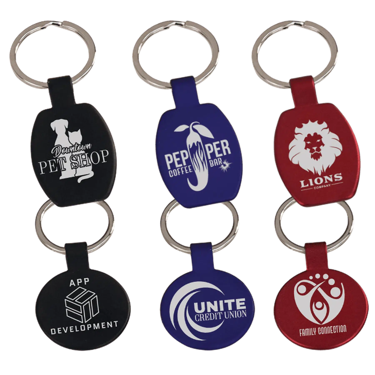 Metal Keychain (Rectangle or Round, Red, Blue, Black) - LightForce Laser Engraving, LLC