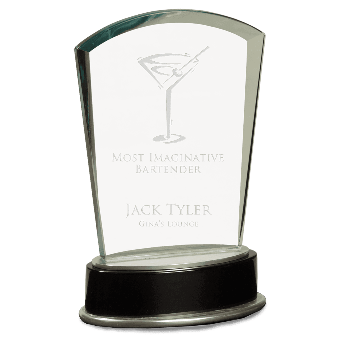 Metro Glass Awards – Jade Glass on Black Piano Finish Base - Fan