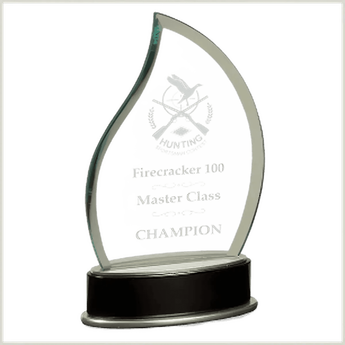 Metro Glass Awards – Jade Glass on Black Piano Finish Base - Fan