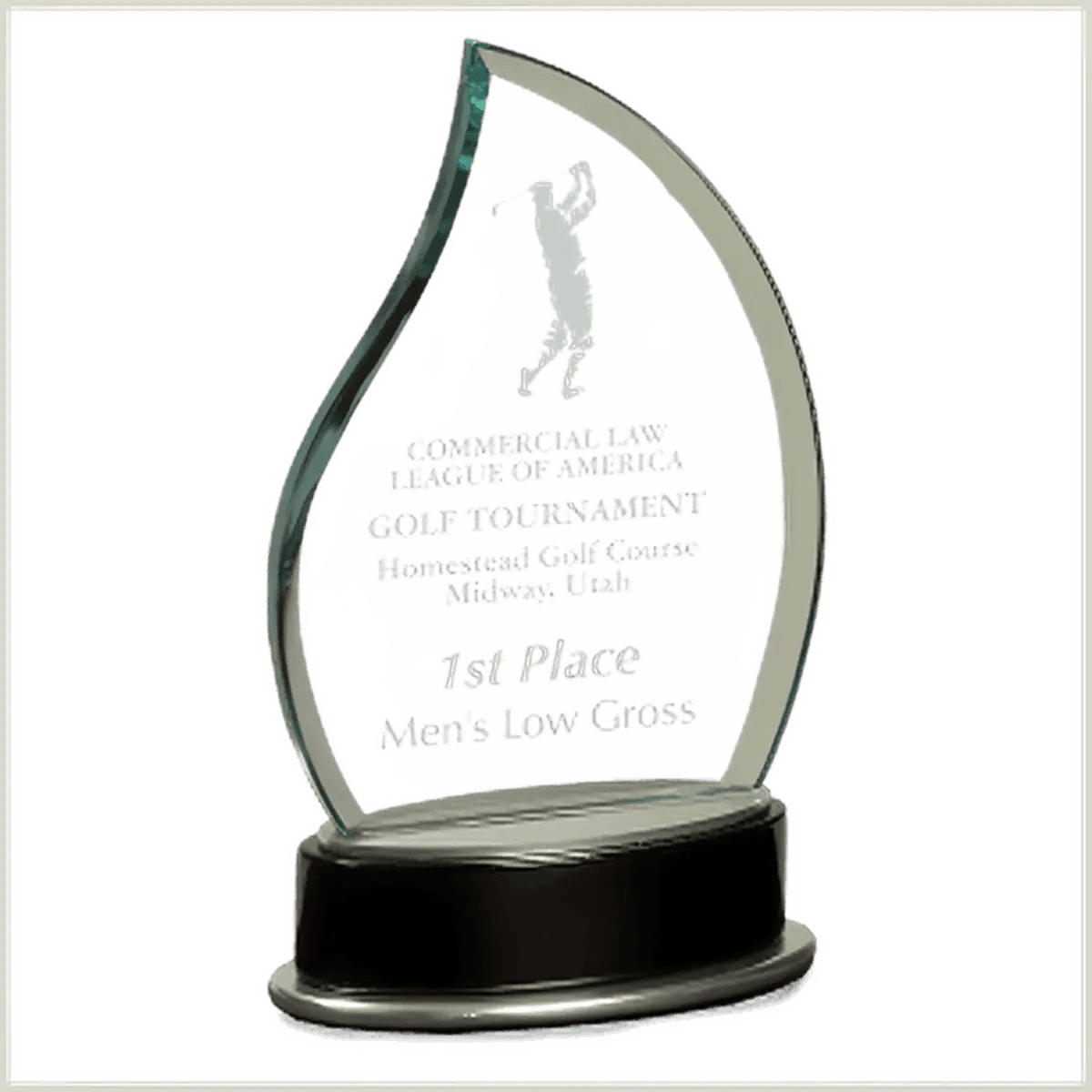Metro Glass Awards – Jade Glass on Black Piano Finish Base - Fan
