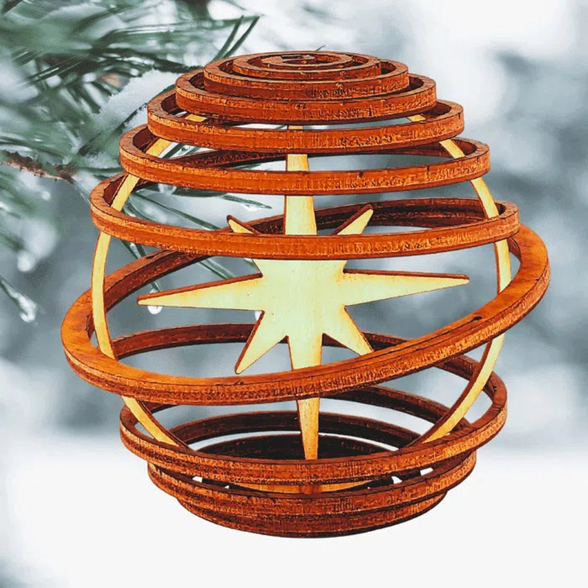 Natural Birch Hand - Made 3 - D Spiral Ornaments - LightForce Laser Engraving, LLC