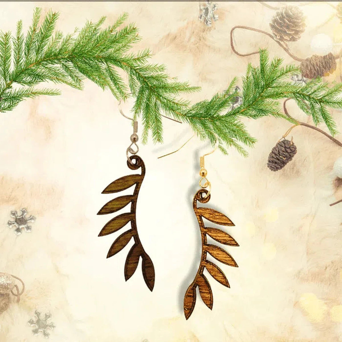 Natural Birch Leaf Earrings (Hand - Made) Various Styles - LightForce Laser Engraving, LLC