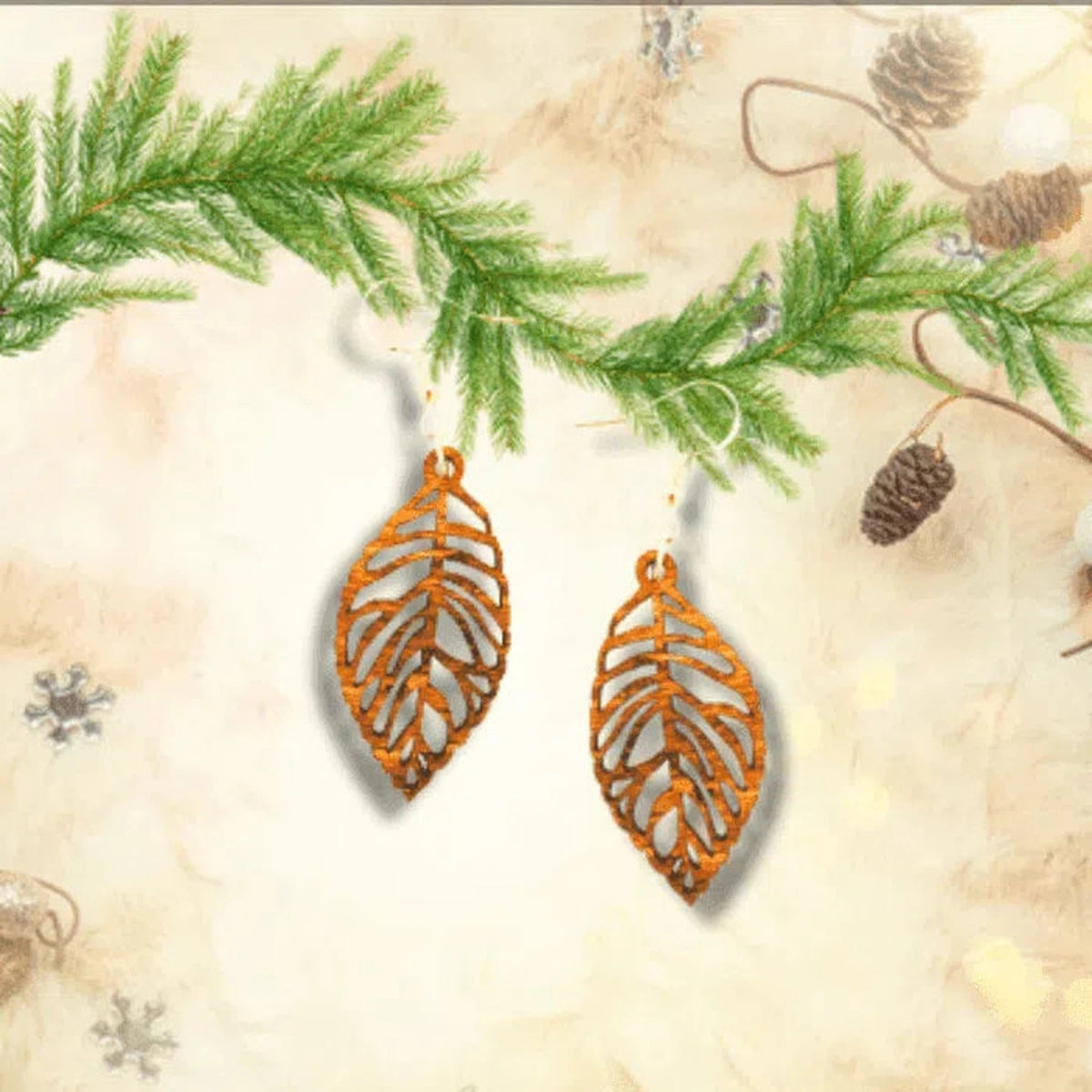 Natural Birch Leaf Earrings (Hand - Made) Various Styles - LightForce Laser Engraving, LLC