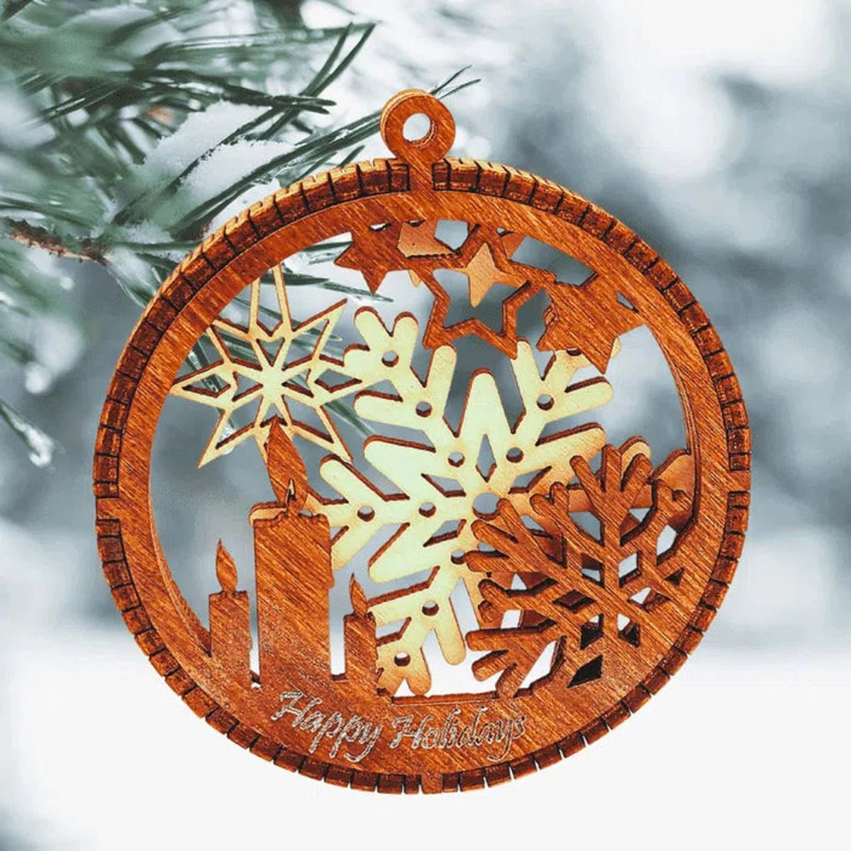 Natural Birch Wood Hand - Made Shadow Box Ornaments (Personalization Included) - LightForce Laser Engraving, LLC