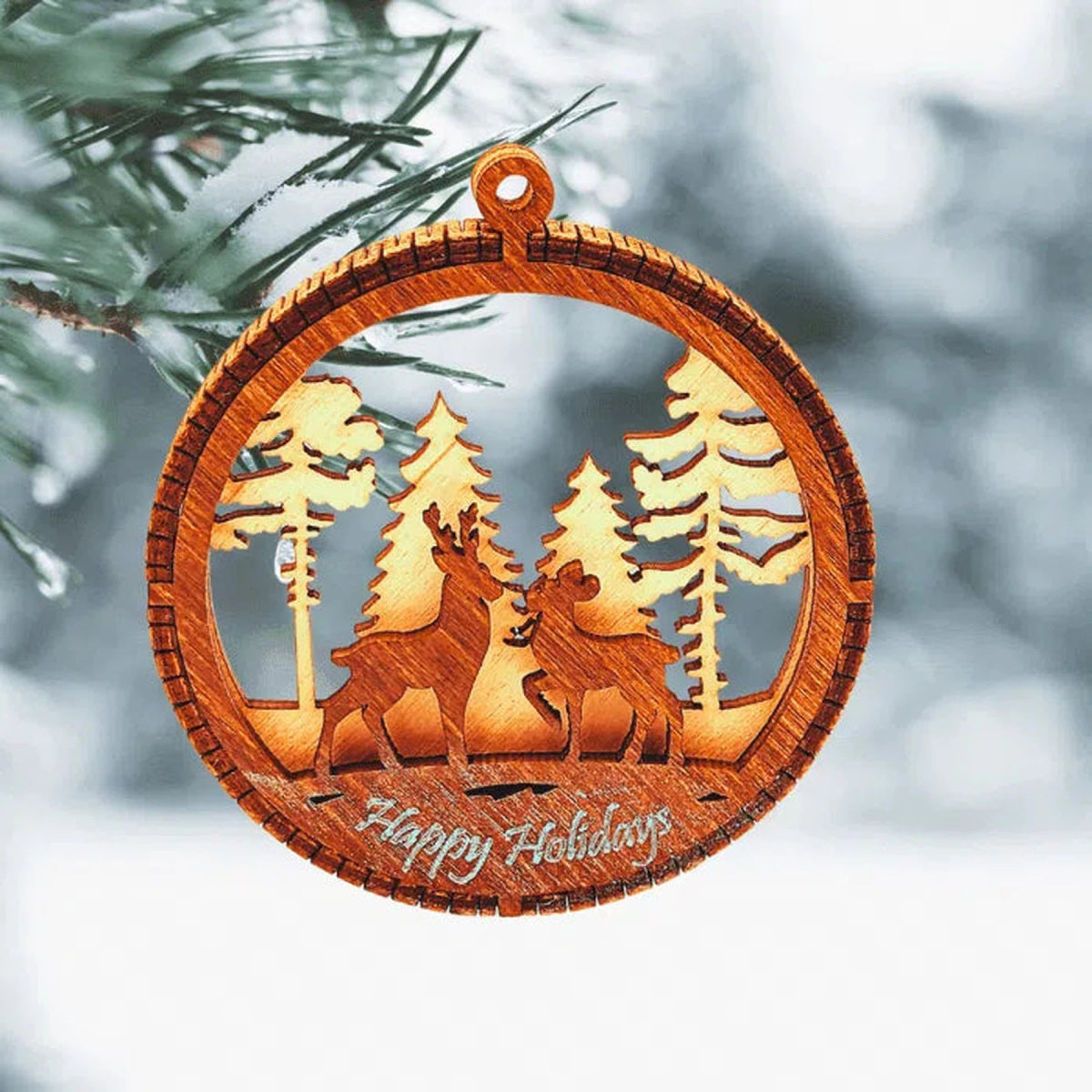 Natural Birch Wood Hand - Made Shadow Box Ornaments (Personalization Included) - LightForce Laser Engraving, LLC