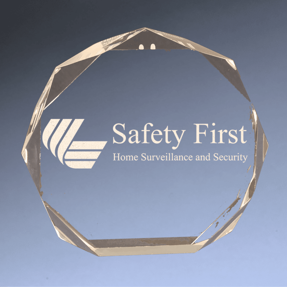 Octagon Acrylic Award - Engraved for Desks & Display - Gold/Clear
