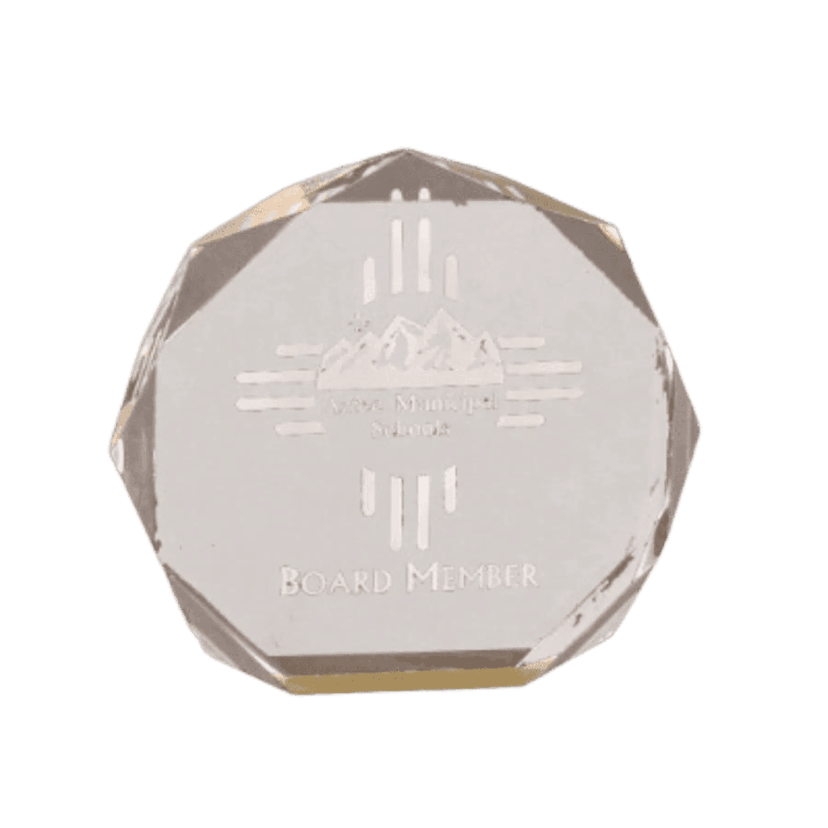 Octagon Acrylic Award - Engraved for Desks & Display - Gold/Clear