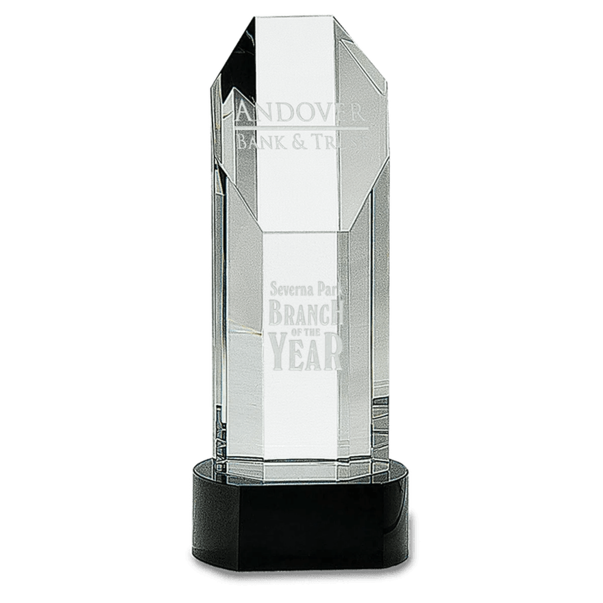 Octagon Slant - Top Crystal Awards Self - Standing or with Black Base - Clear Crystal