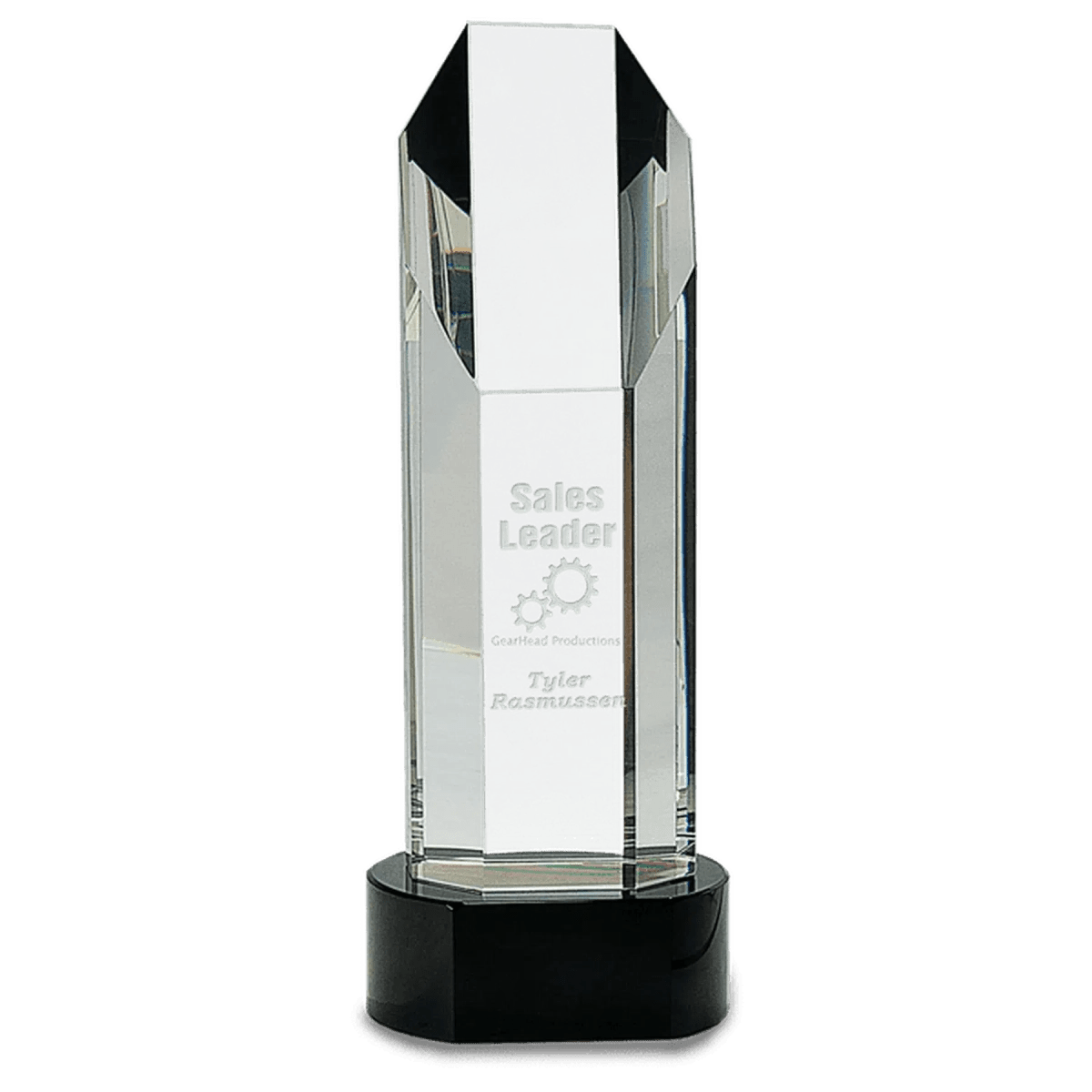 Octagon Slant - Top Crystal Awards Self - Standing or with Black Base - Clear Crystal