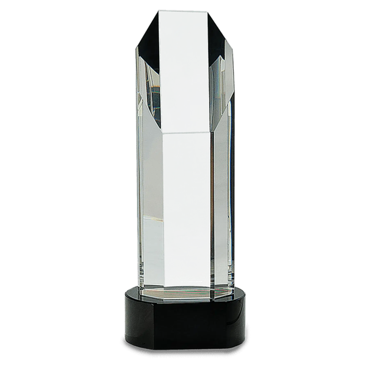 Octagon Slant - Top Crystal on Black Pedestal Base - LightForce Laser Engraving, LLC