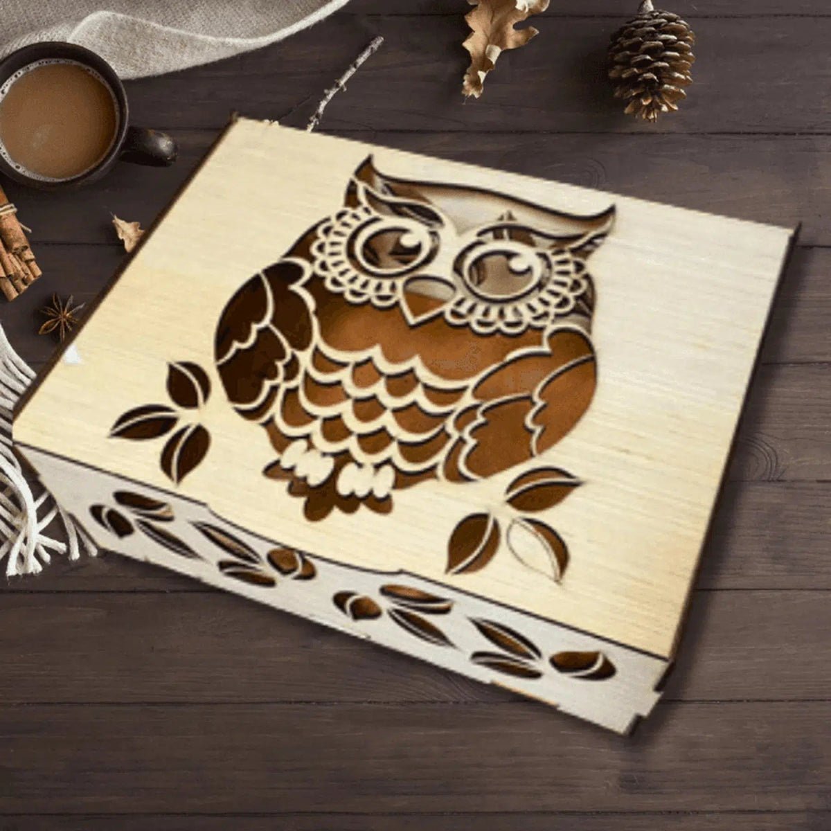 Owl Keepsake Box - Hand - Crafted Wood Storage and Memory Box - 20" (W) x 15" (L) x 7" (Deep)