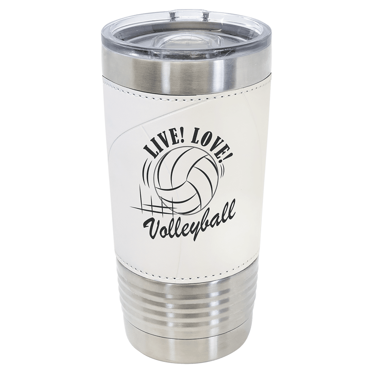 Personalized 20 oz. Ringneck Tumblers - Polar Camel Colors and Sport Themes - Volleyball Tumbler (Slider Lid)