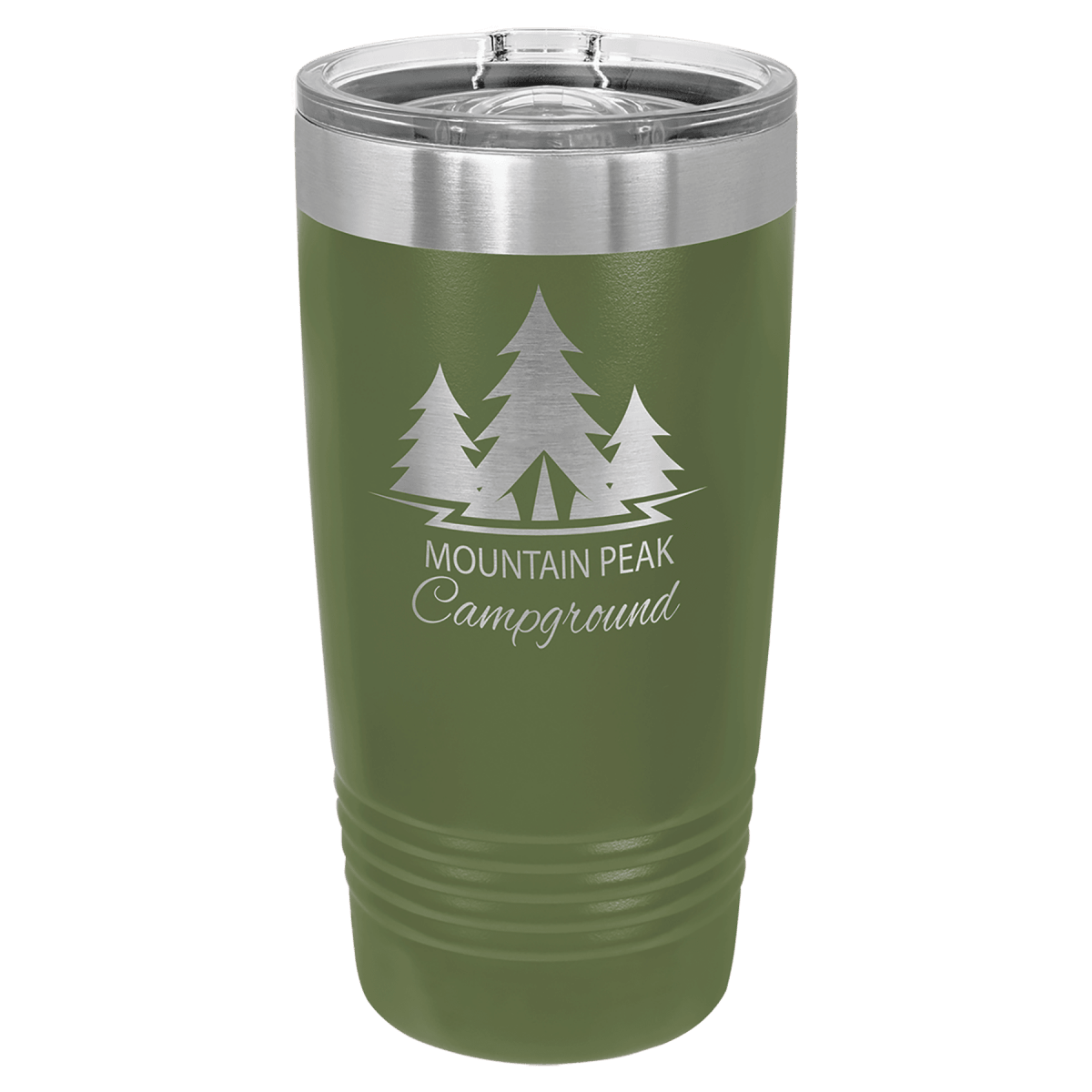Personalized 20 oz. Ringneck Tumblers - Polar Camel Colors and Sport Themes - Olive Green (Slider Lid)