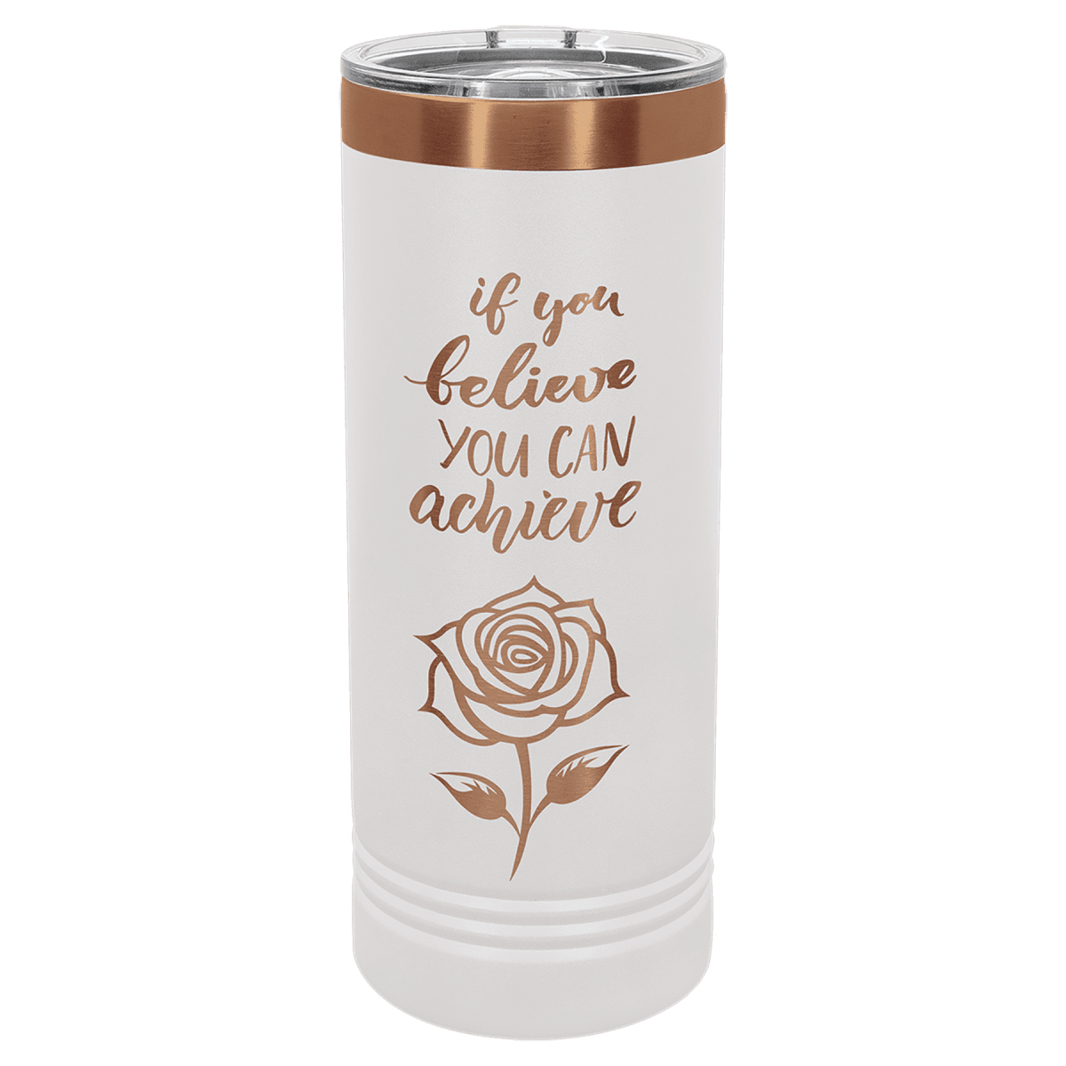 Personalized 22 oz. Skinny Tumblers – 2X Polar Camel Drinkware - White/Rose Gold