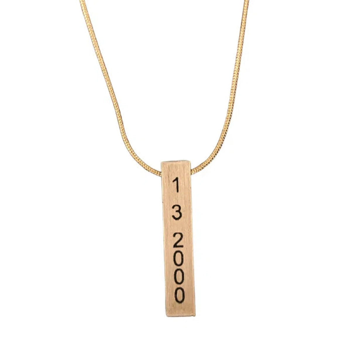 Personalized 3D Brass Necklace Rectangle (Gold or Black Chain) - LightForce Laser Engraving, LLC