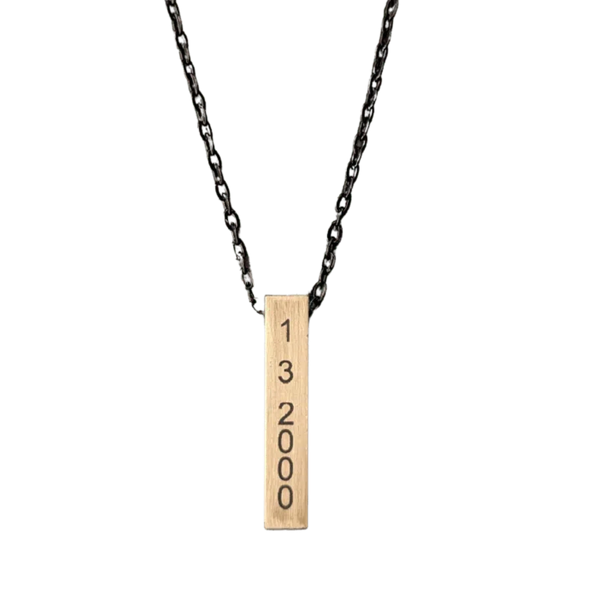 Personalized 3D Brass Necklace Rectangle (Gold or Black Chain) - LightForce Laser Engraving, LLC