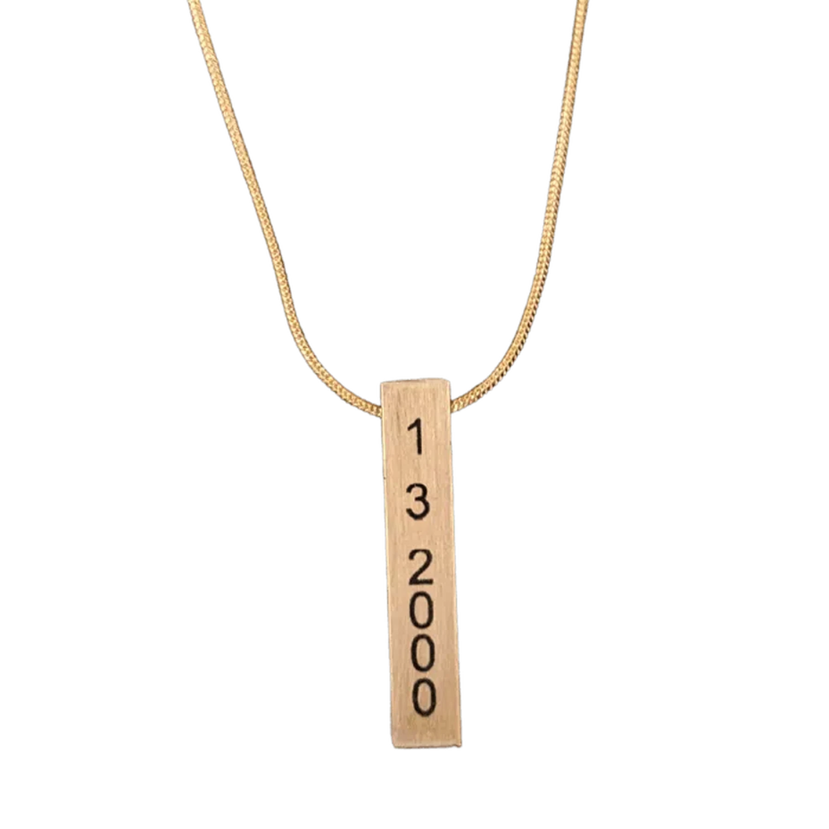 Personalized 3D Brass Necklace Rectangle (Gold or Black Chain) - LightForce Laser Engraving, LLC