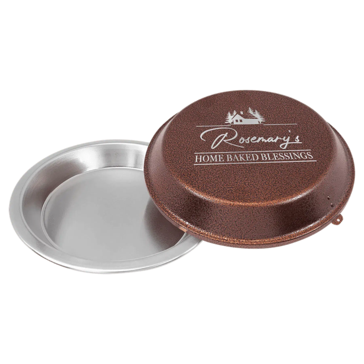 Personalized Aluminum Pie Pan with Powder Coated Lid - LightForce Laser Engraving, LLC