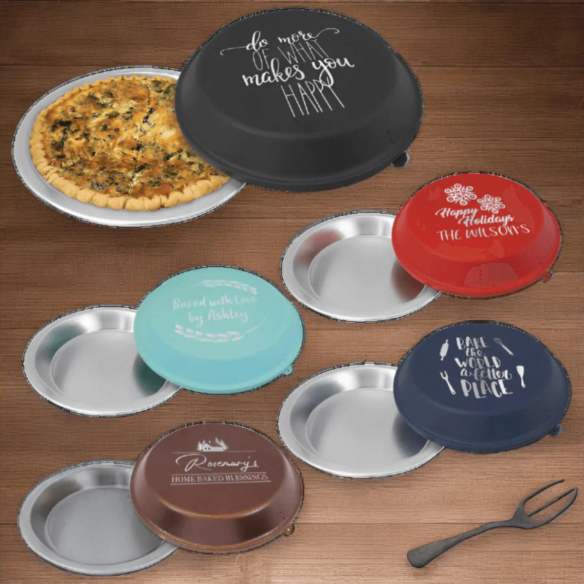 Personalized Aluminum Pie Pan with Powder Coated Lid - LightForce Laser Engraving, LLC