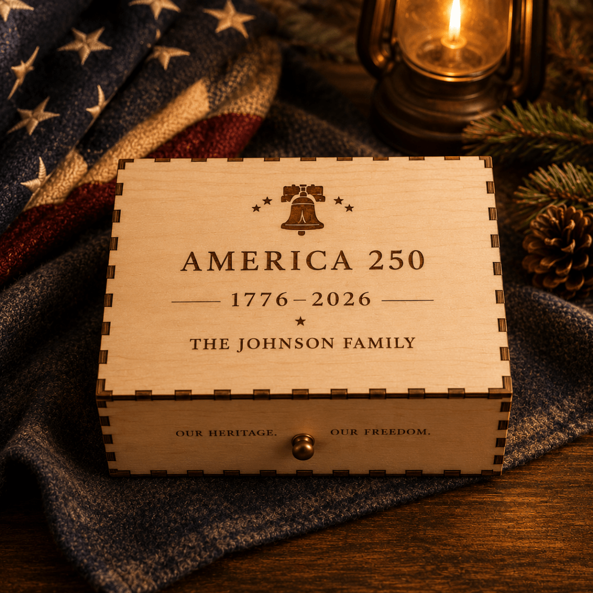 Personalized America 250 Commemorative Keepsake Box - Standard Keepsake Box