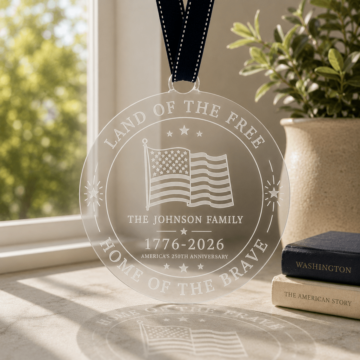 Personalized America 250 Land of the Free Acrylic Ornament - Americana Heritage