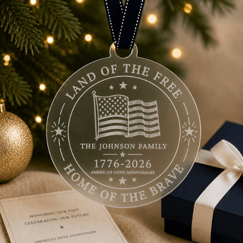 Personalized America 250 Land of the Free Acrylic Ornament - Americana Heritage