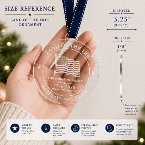 Personalized America 250 Land of the Free Acrylic Ornament - Americana Heritage