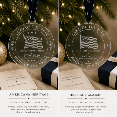 Personalized America 250 Land of the Free Acrylic Ornament - Americana Heritage