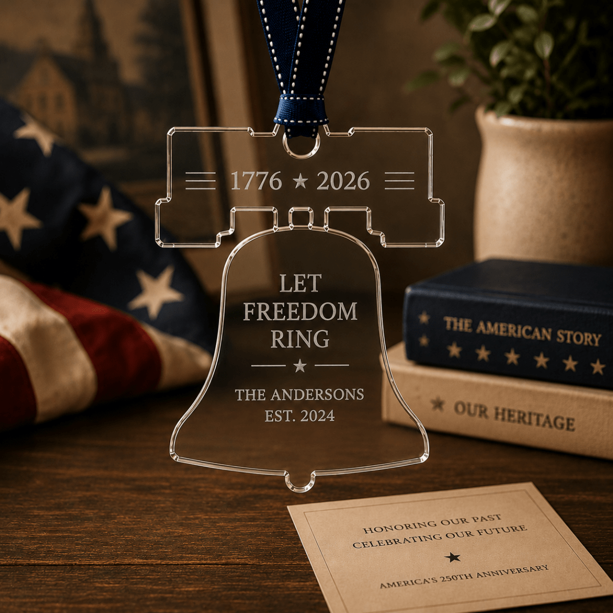 Personalized America 250 Liberty Bell Acrylic Ornament - Heritage Classic