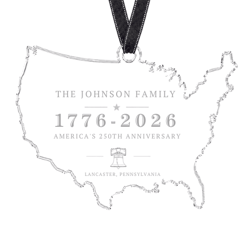 Personalized America 250 USA Map Acrylic Ornament - Heritage Classic