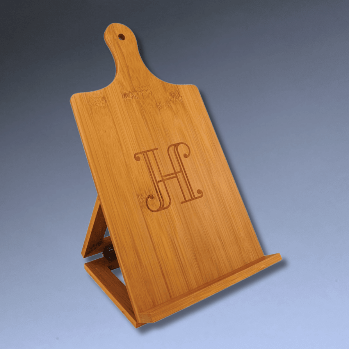 Personalized Bamboo Chef's Easel with Custom Engraving - 7 1/4" x 13 1/2"