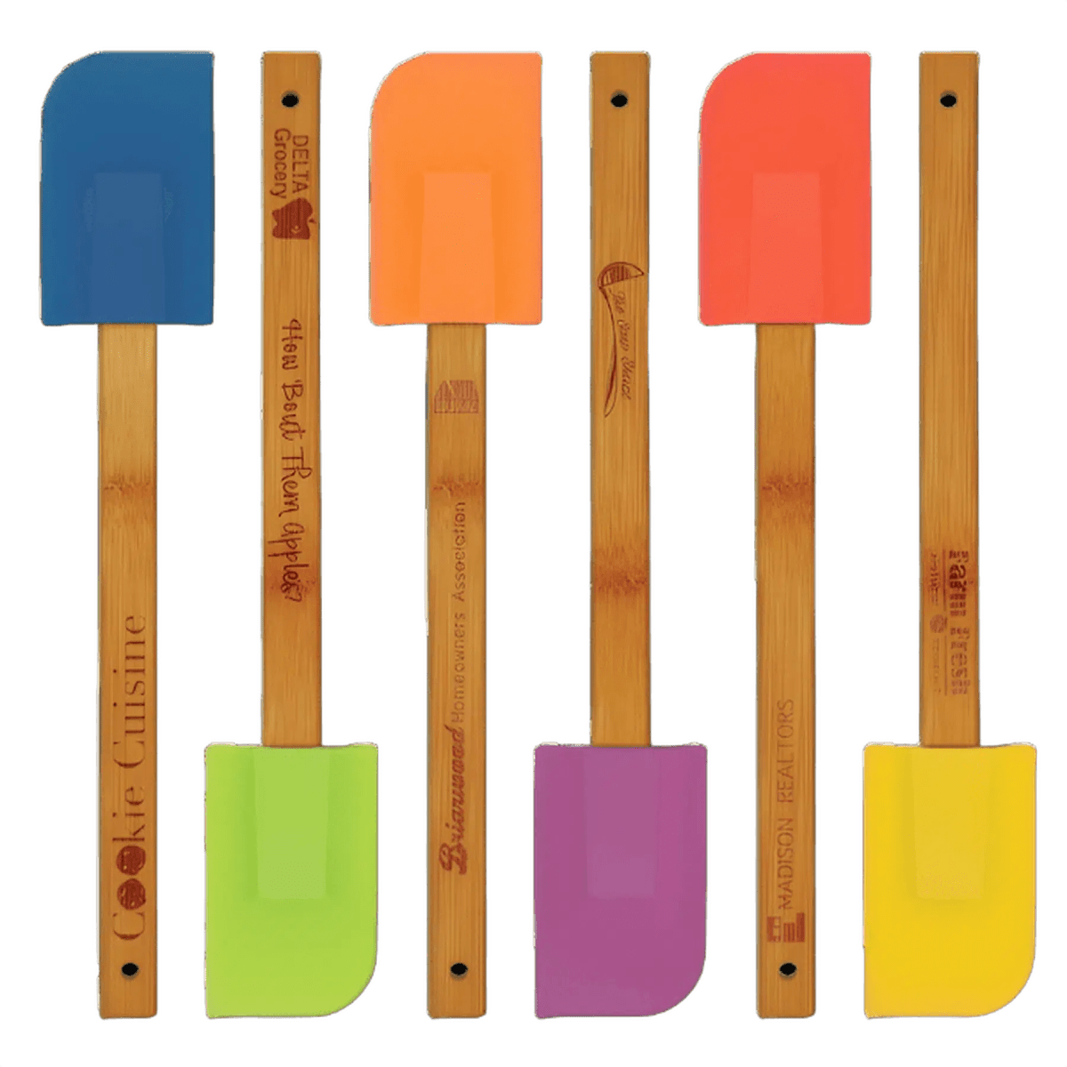 Personalized Bamboo Handle Silicone Spatulas – 6 Colors Available - Green