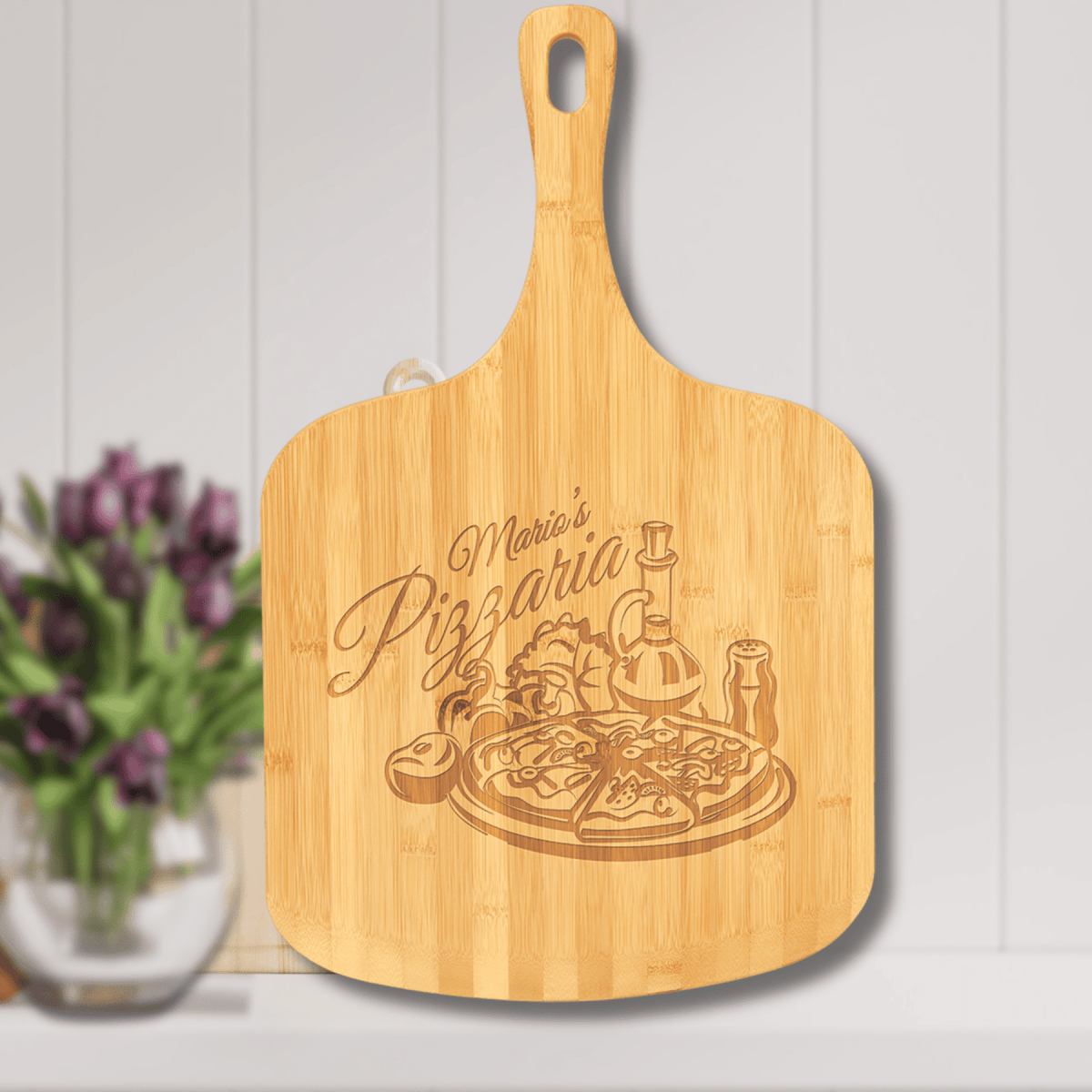 Personalized Bamboo Pizza Board with Custom Engraving - 
