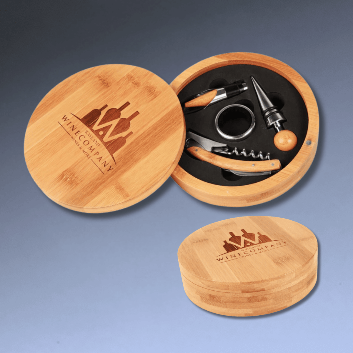 Personalized Bamboo Wine Tool Set – 4 - Piece Gift Box - 