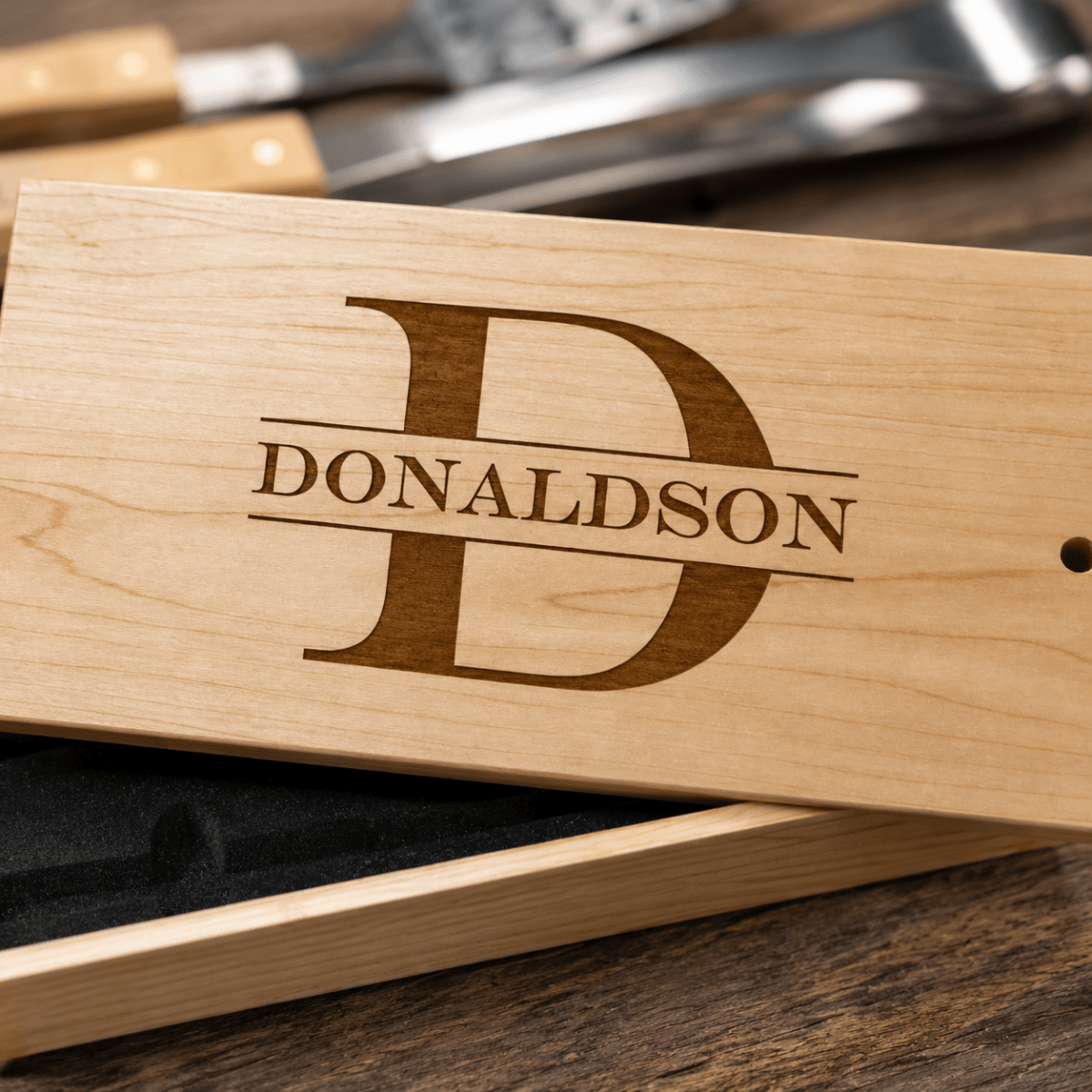 Personalized BBQ Tool Set in Engraved Wood Gift Box - 20"(L) x 9 5/8"(W) x 2 1/4"(H)