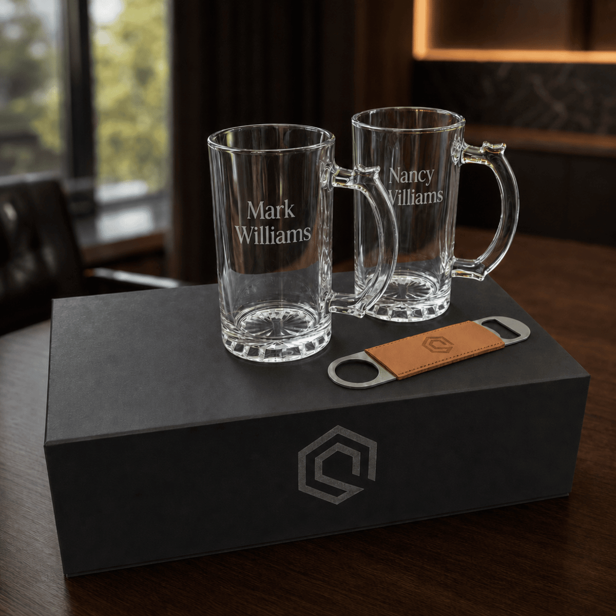 Personalized Beer Mug Gift Set with Custom Engraving - 