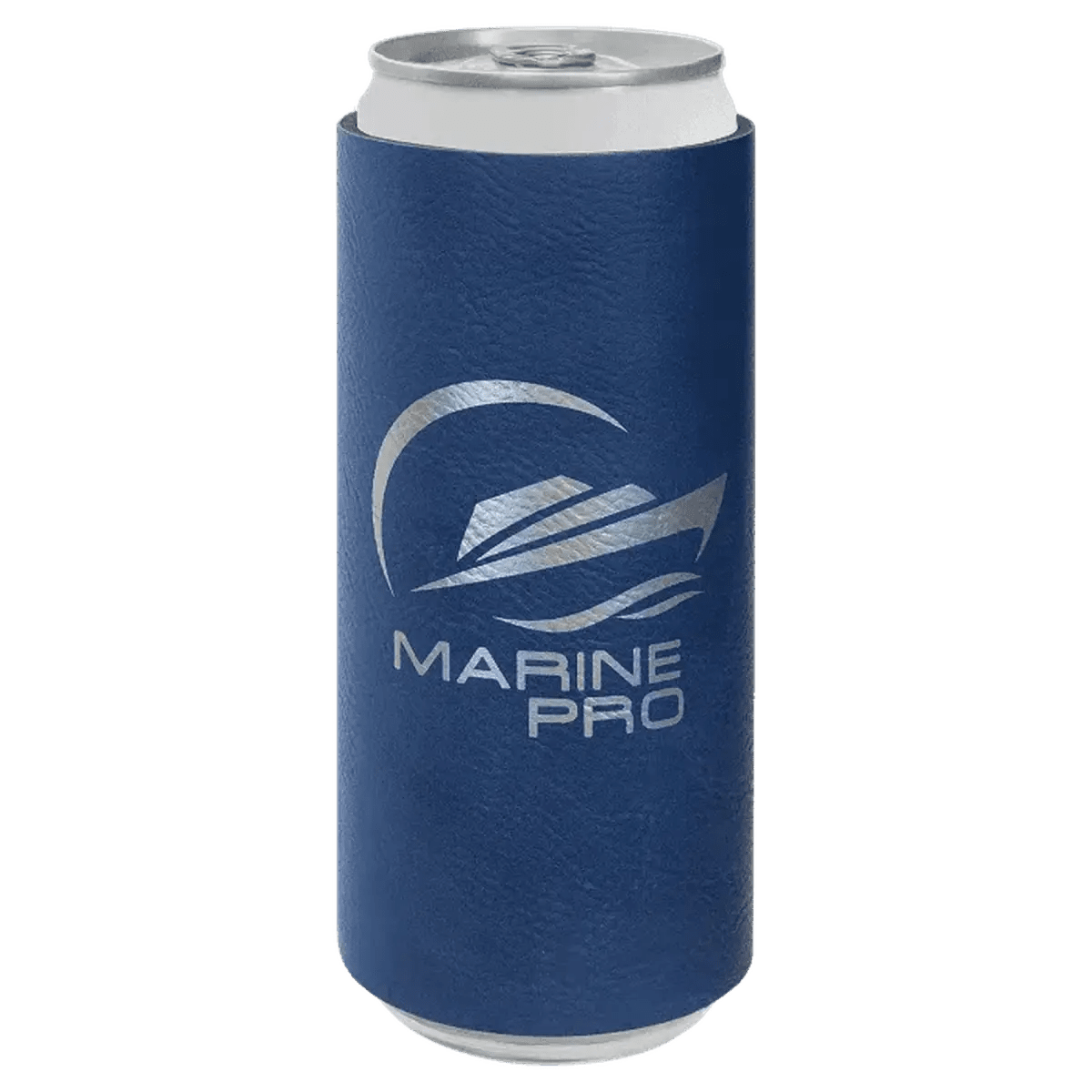 Personalized Beverage Holder for Slim Cans and Bottles - Blue/Silver