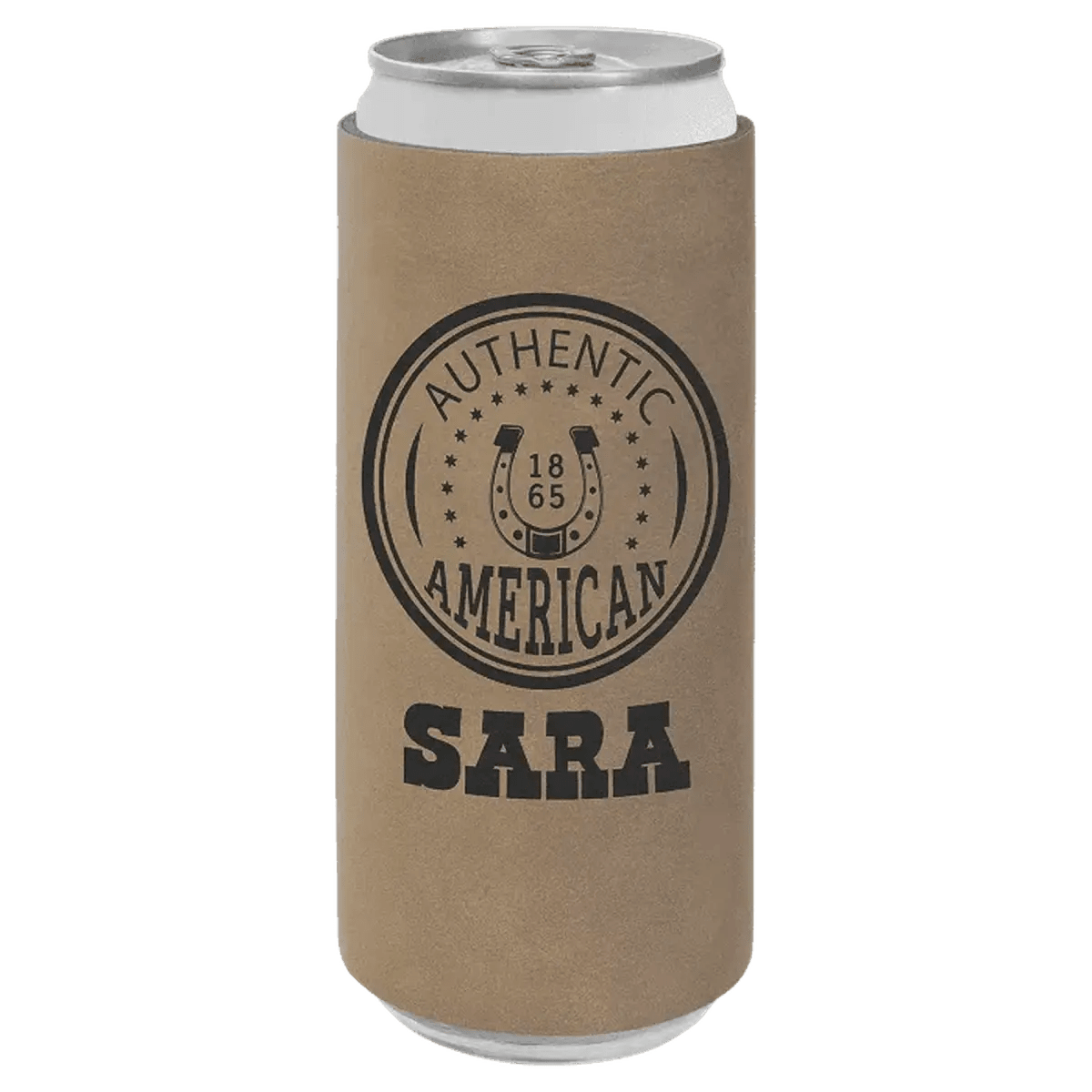 Personalized Beverage Holder for Slim Cans and Bottles - Light Brown