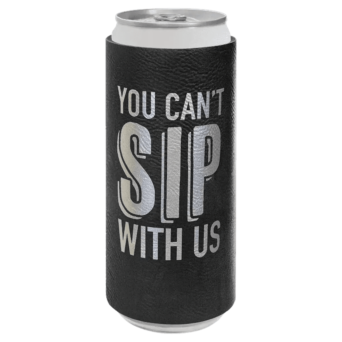Personalized Beverage Holder for Slim Cans and Bottles - Black/Silver
