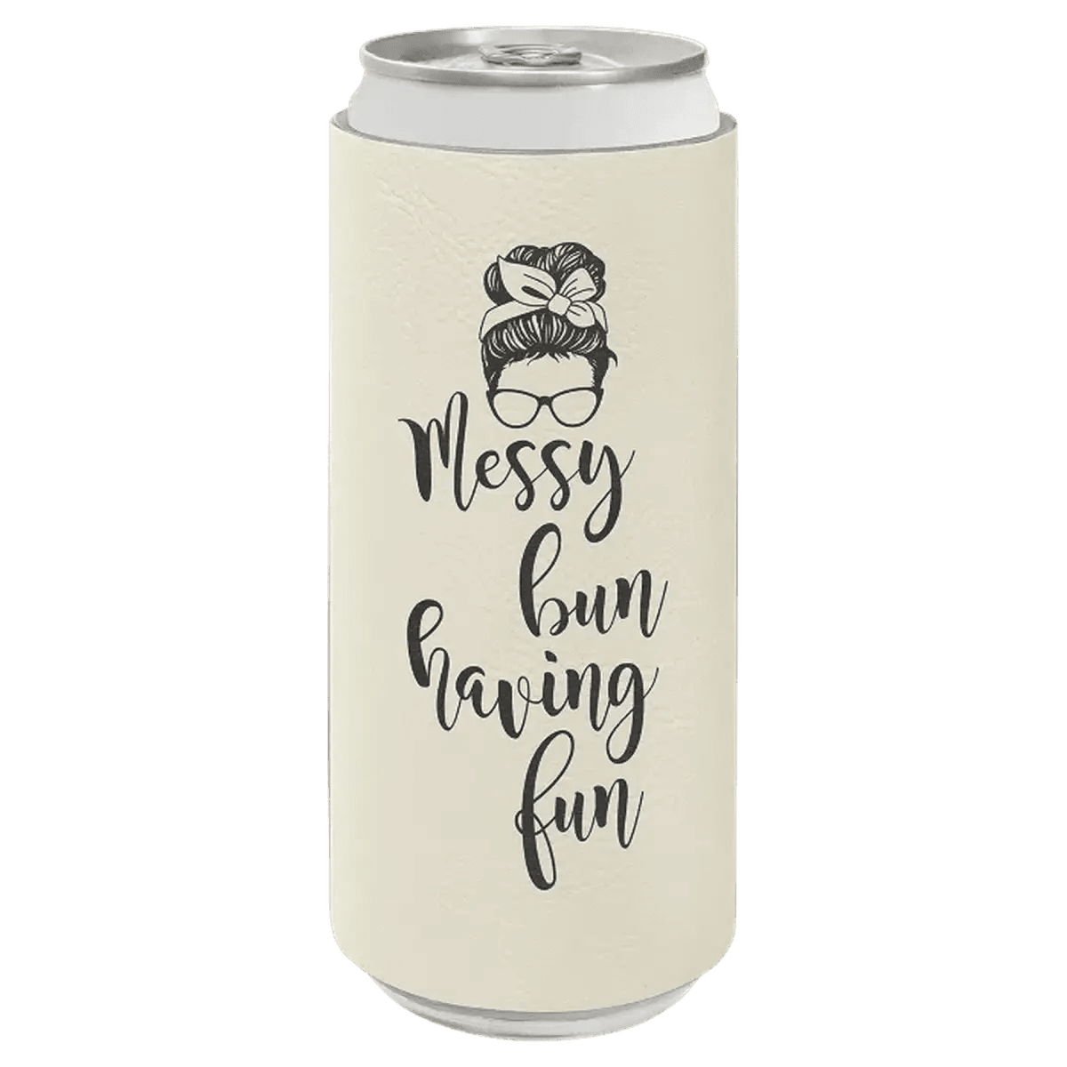 Personalized Beverage Holder for Slim Cans and Bottles - White
