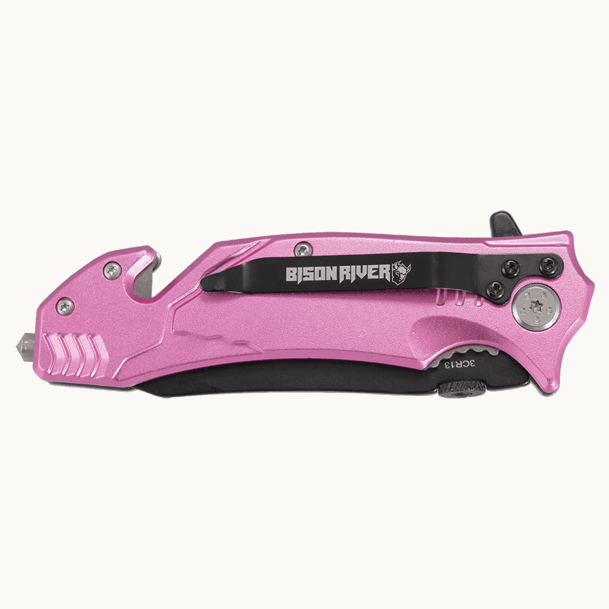 Personalized Bison River Rescue and Survival Knife - Anodized Aluminum